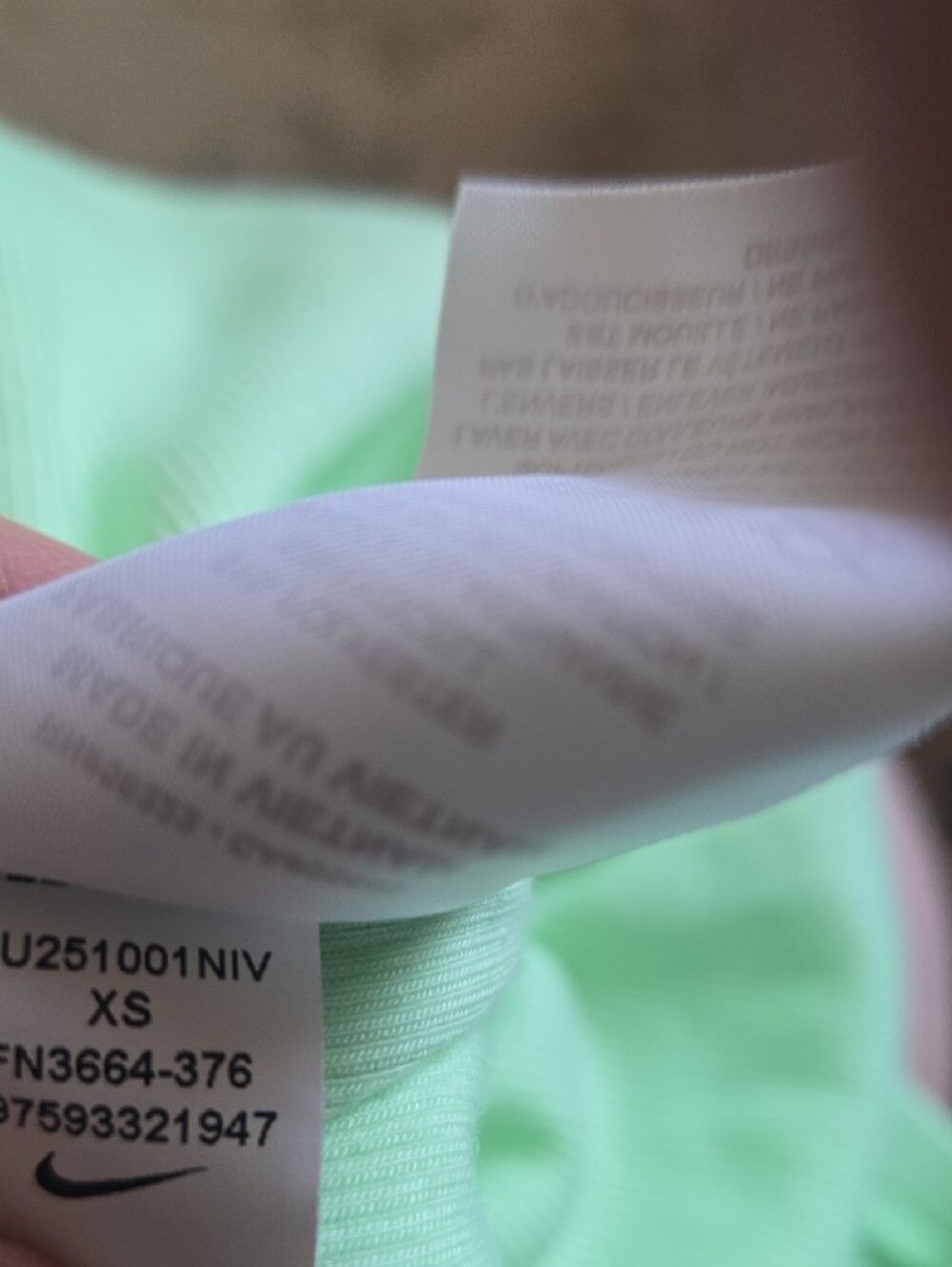 Nike Women's Mint Green Scoop Neck Ribbed Short Sleeve Tee - Picture 5 of 6